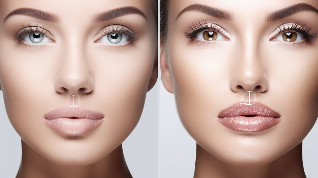 Comparação do filtro labial após preenchimento labial natural